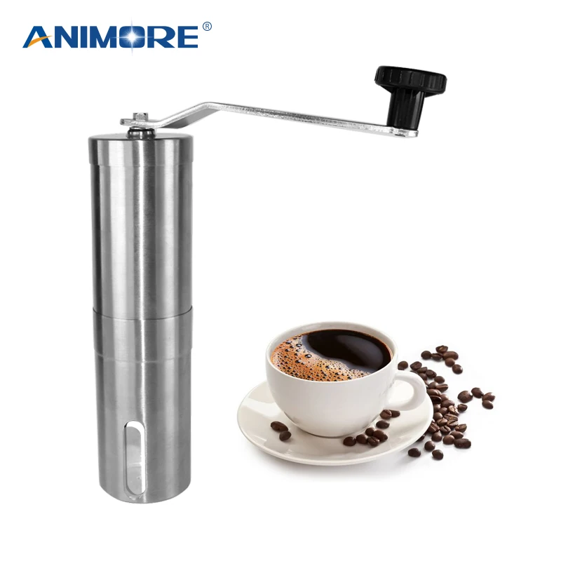

ANIMORE Mini Manual Ceramic Coffee Grinder Stainless Steel Adjustable Coffee Mill Grain Mill Storage Easy Cleaning For Kitchen