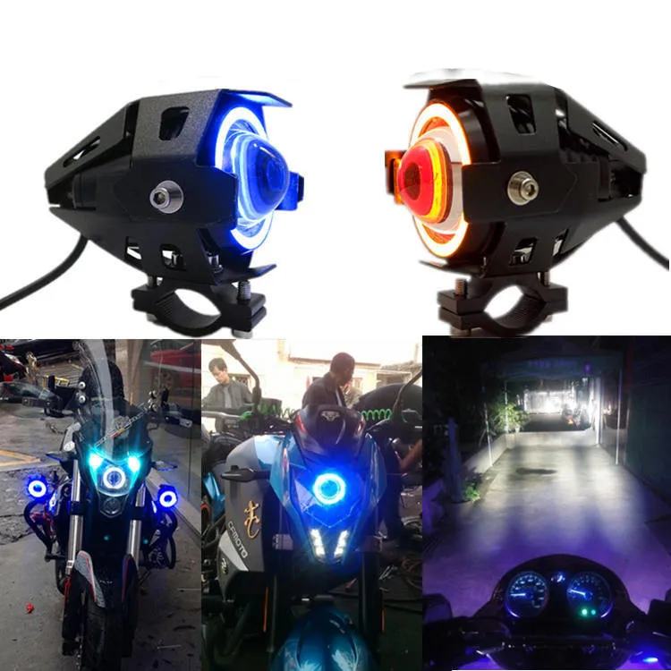 

1pc 125W U7 Store Motorcycle Angel Eyes Headlight DRL spotlights auxiliary bright LED bicycle lamp accessories car Fog light