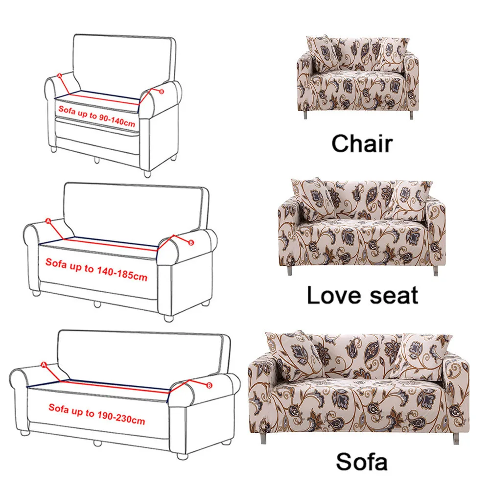 1/2/3 сидящих Цветочные современный эластичный Диванный диване охватывает Чехол протектор Мягкий легко растянуть Чехол протектор диване