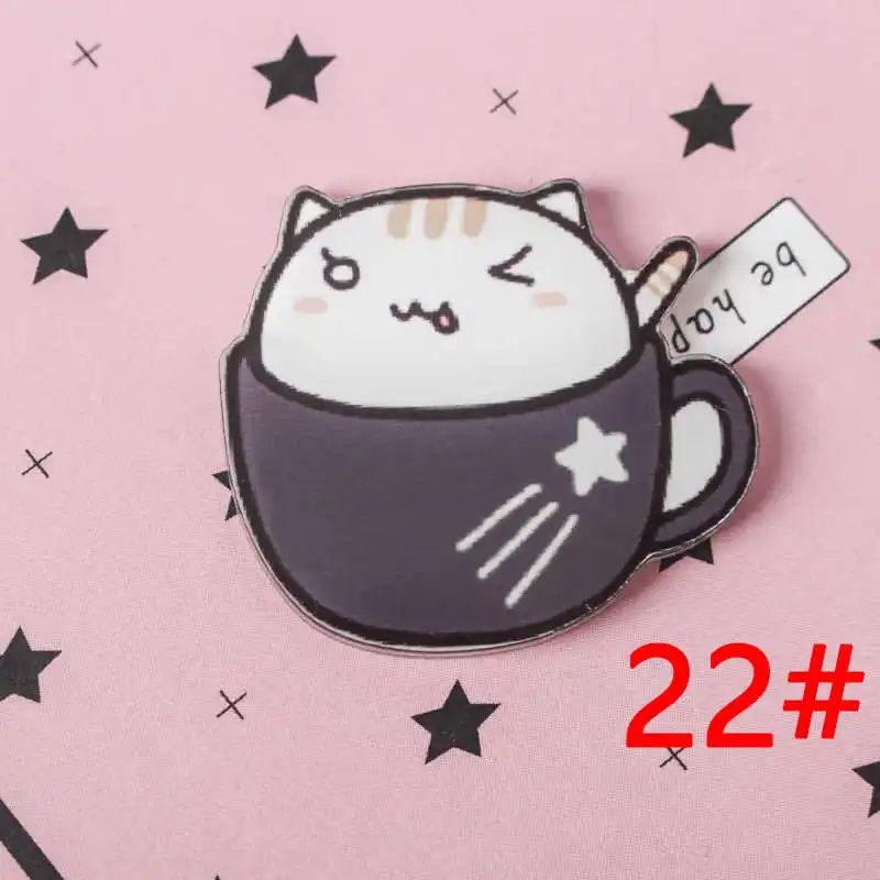 1 шт. чашка в виде кошки Мультяшные значки на булавке Kawaii значок bacgets на рюкзаке значки на одежду акриловые значки Z67 - Color: NO22