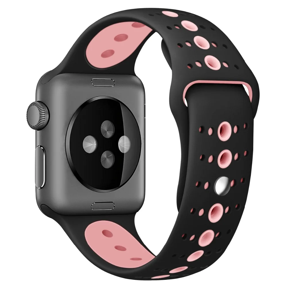 Хохлатый силиконовый спортивный ремешок для Apple Watch 4 44 мм 40 мм IWatch band Series 4 3 2 1 наручный браслет ремень резиновый ремешок для часов