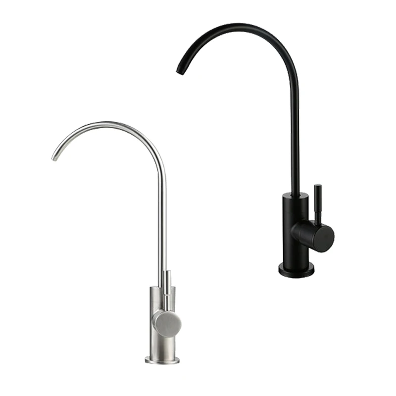 Water purifier faucet 2 split 304 stainless steel kitchen faucet sink straight drinking machine water black