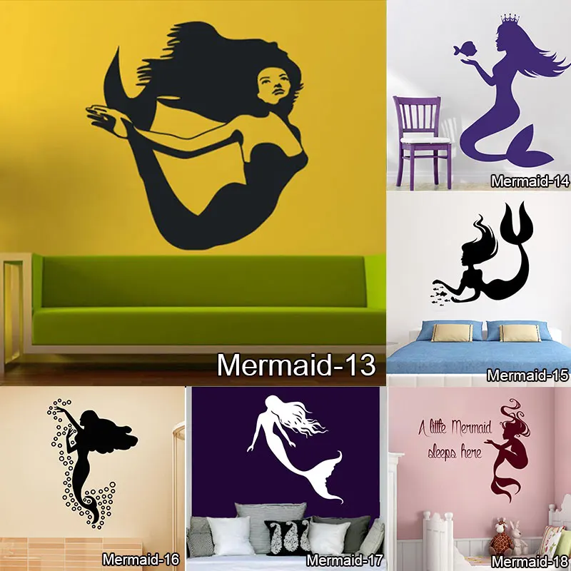 Настенные Стикеры с русалочкой для украшения дома Декор Наклейка ванной стикер