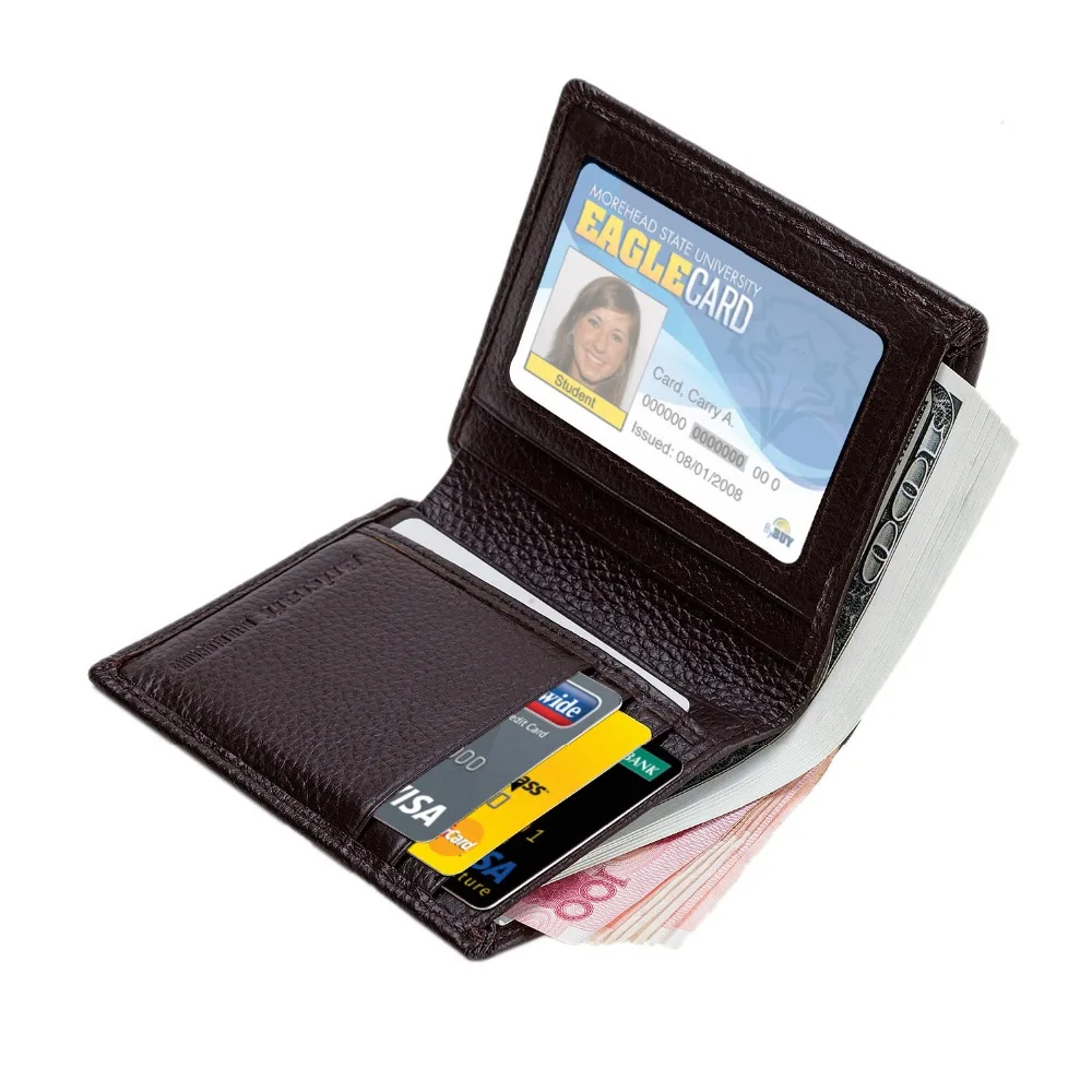 

FancyStyle Men's RFID Wallet Genuine Leather RFID ID Identity Credit Card Blocking Bifold Brown Black