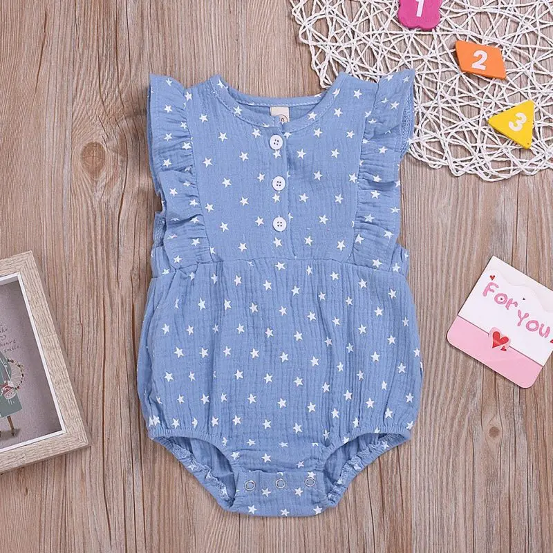 

Summer Baby Newborn Girls Star Pattern Jumpsuit Flare Sleeve Romper Infant Casual Jumpsuit Outfits