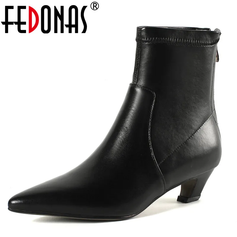 

FEDONAS 2019 Fashion Women Ankle Boots High Heels Zipper Autumn Winter Ladies Shoes Woman Pointed Toe Party Night Club Pumps