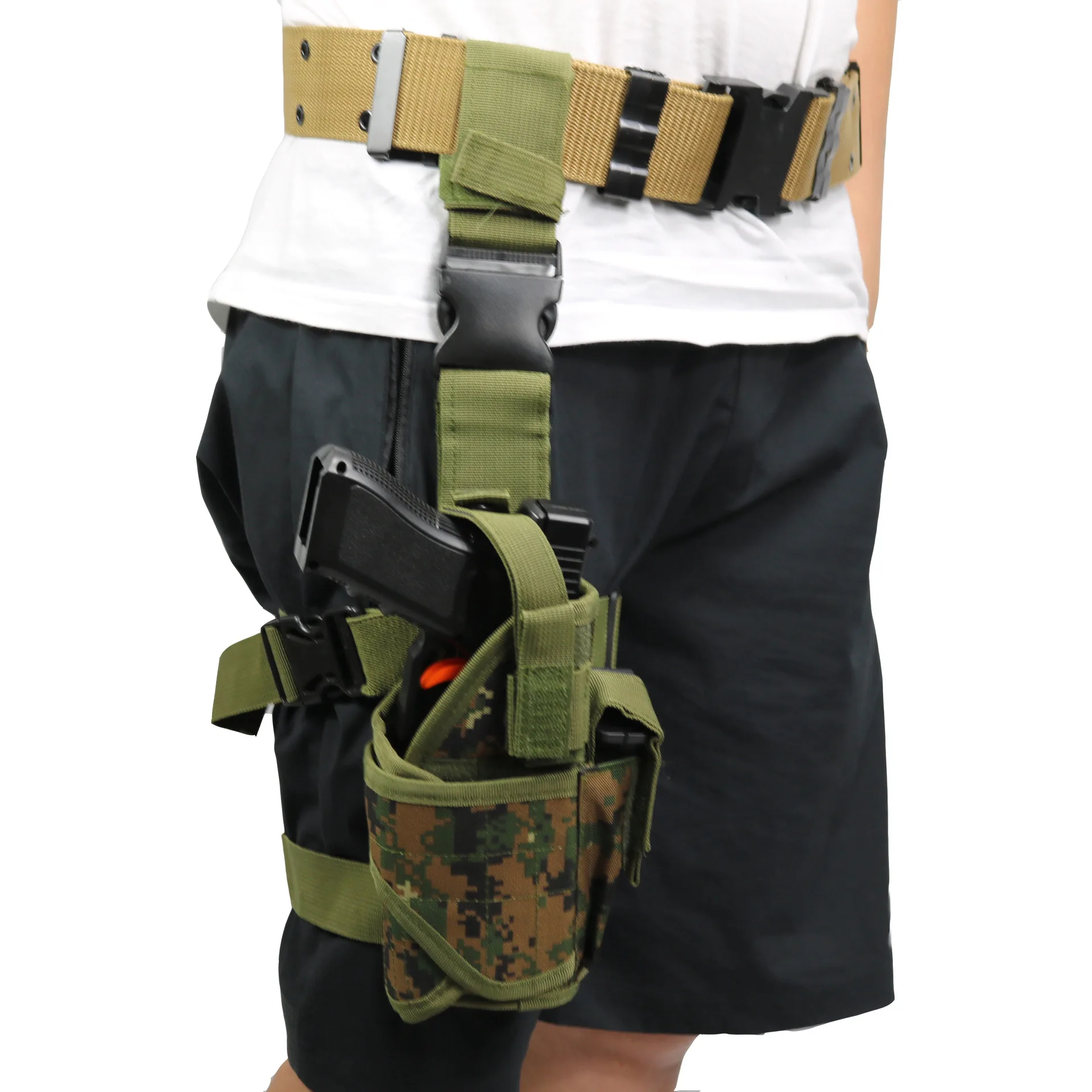 Комплект тактических леггинсов, правая нога, армейский пистолет, набедренная сумка-чехол на ремне для Глок, открытый охотничий аксессуар, сумка в Военном Стиле