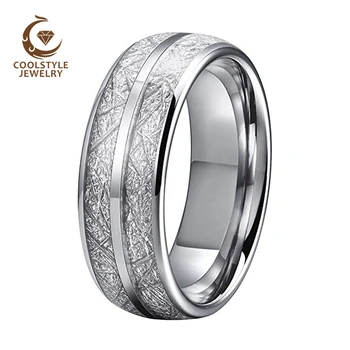 

Men Women Wedding Band Tungsten Wedding Ring With Imitated Meteorite Inlay 8MM Comfort Fit