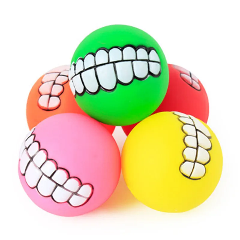 

Funny Pets Dog Puppy Cat Ball Teeth Toy PVC Chew Sound Dogs Play Fetching Squeak Toys Pet Supplies dogs toys pets