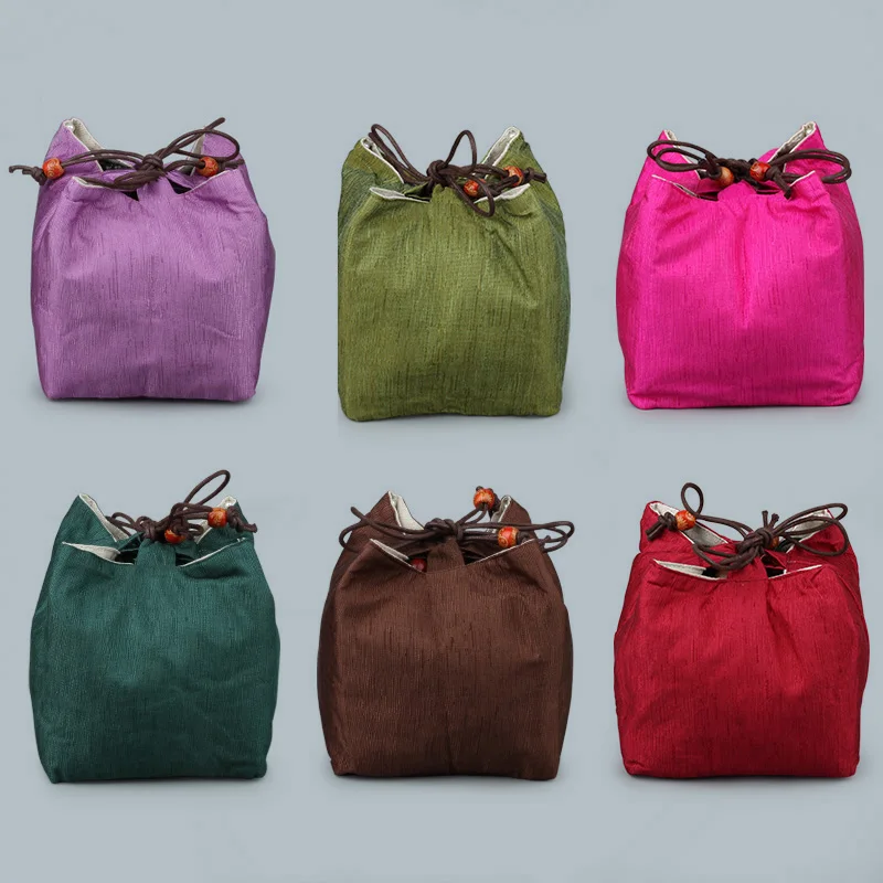 

Linen silk Square bottom package Thickening Bracelets Cultural supplies blessing bag accessories Drawstring Buddha Beads Bag