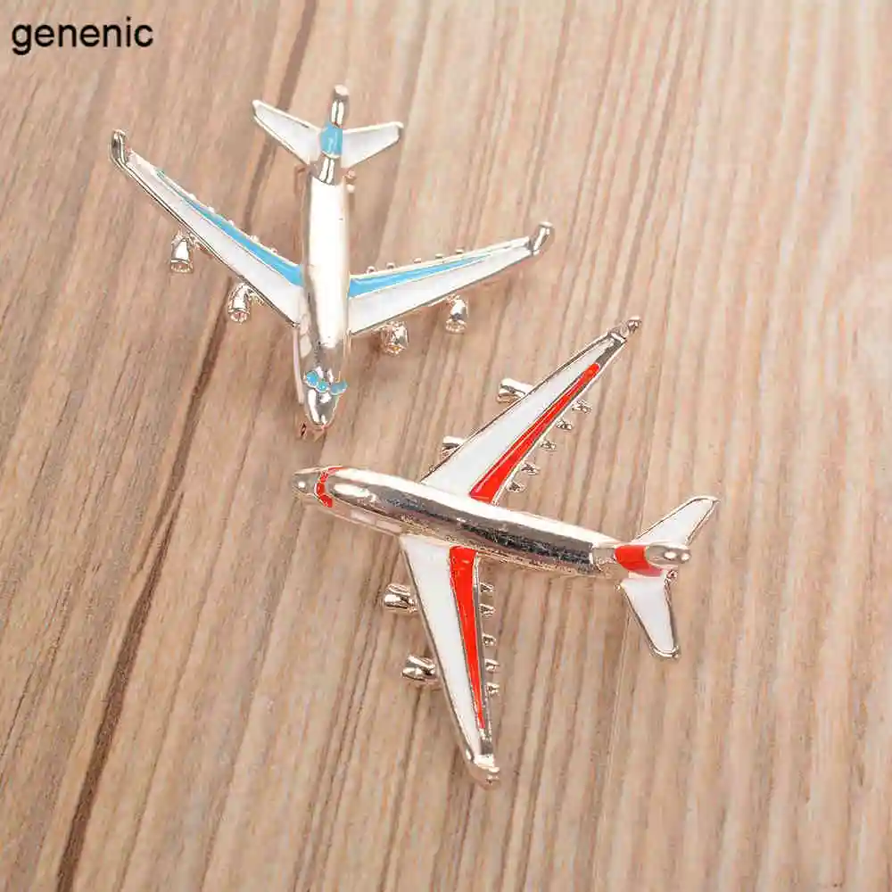 Cute Blue Enamel Airplane Brooch Pins Gold-color Jewelry Girls Dress Scarf Suit Collar Clips Aircraft Model Jewelry Suit Clothes