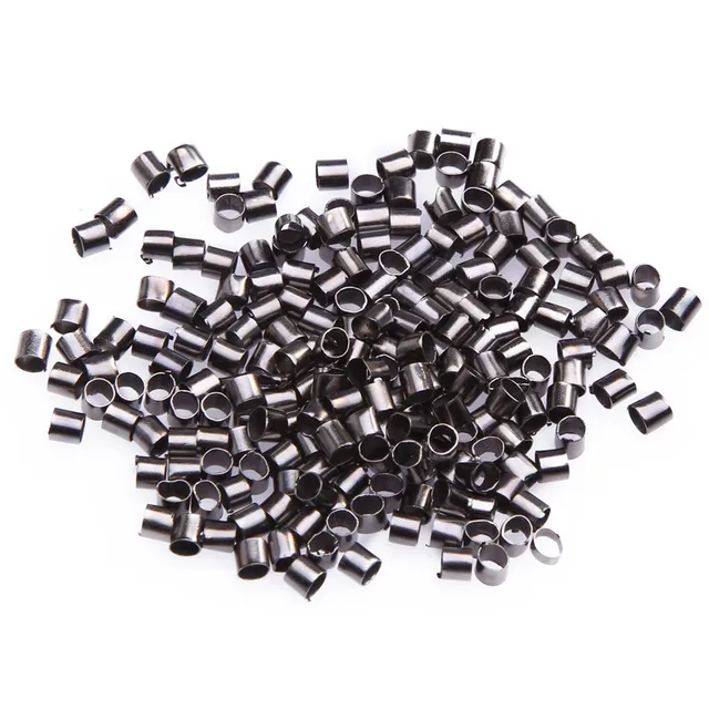 500/1000pcs Metal Tube Crimp End Beads Findings Silver Wholesale 2mm