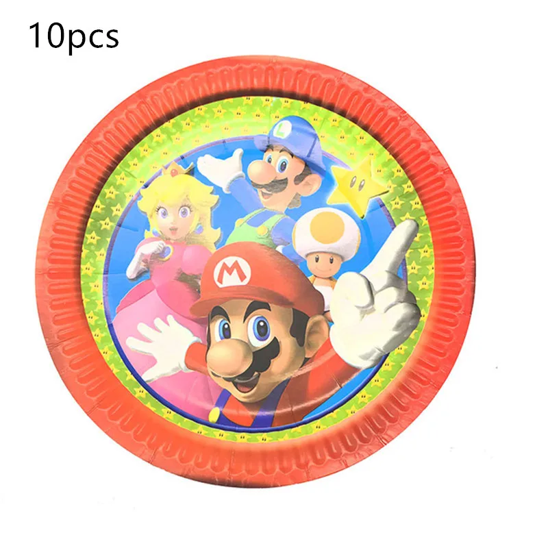 

10pcs/lot Mario Bros disposable plates Super Mario theme birthday party supplies Super Mario paper plates