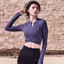 Для женщин тренажерный зал тугие рубашки Фитнес одежда растягивается, для йоги, под заказ, спортивная одежда спортсмена Для женщин спортивный топ рубашки для тренировки с v-образным вырезом топ для бега