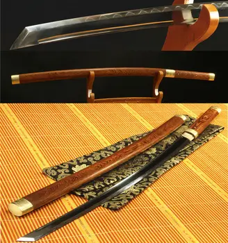 

40'1095 HIGH CARBON STEEL CLAY TEMPERED ROSEWOOD JAPANESE SWORDS TANG SHARP