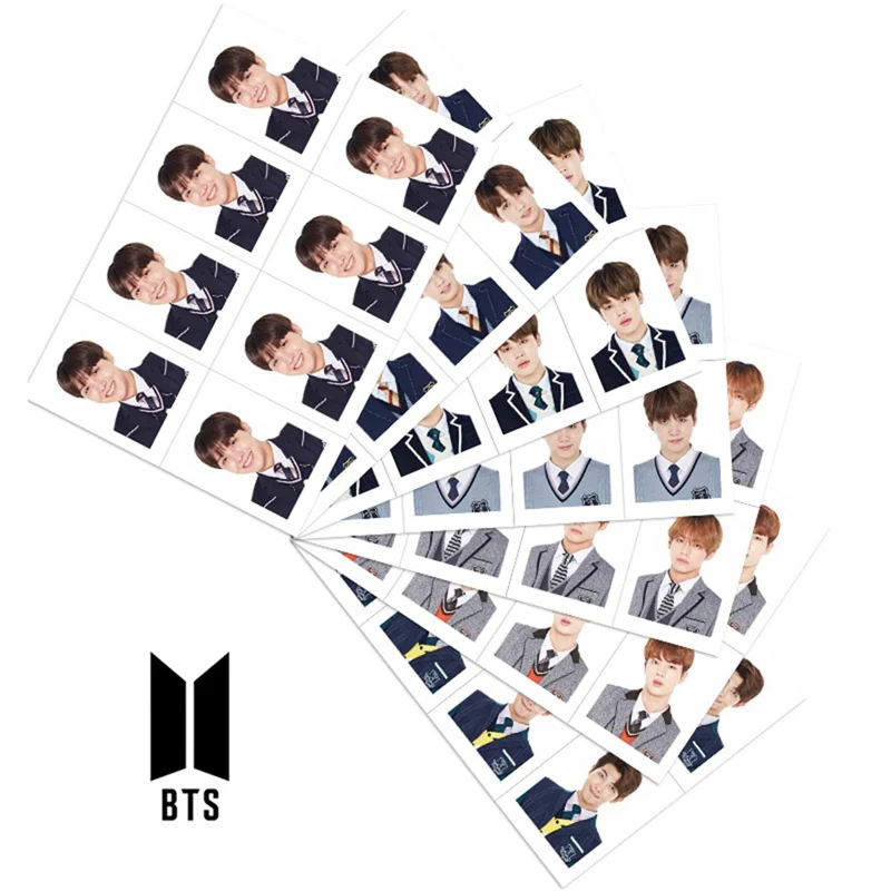 

8 Pcs/sheets Kpop BTS Members Students Uniform Collective Cards Photocards Fashion School Photo