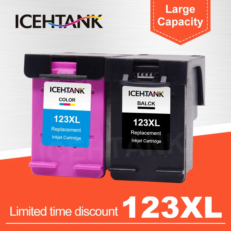 

ICEHTANK 123 Ink Cartridges Refilled Replacement for HP 123 123XL for HP Deskjet 1110 2130 2132 2133 3630 3632 3638 4520 Printer