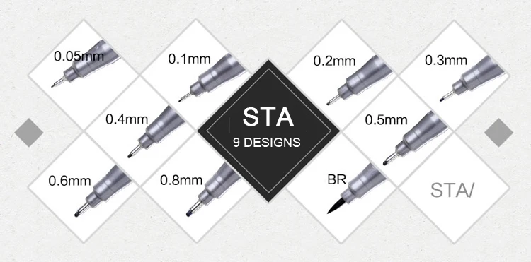 9 шт./лот, микро-линейная маркировочная ручка для манги, рисование, пигменты для рисования, лайнер, художественный маркер, кисти, ручки, водостойкие принадлежности