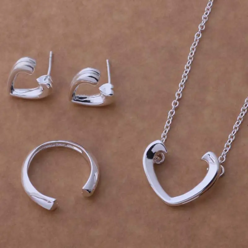Silver plated jewelry sets, silver jewelry set round bling simple band