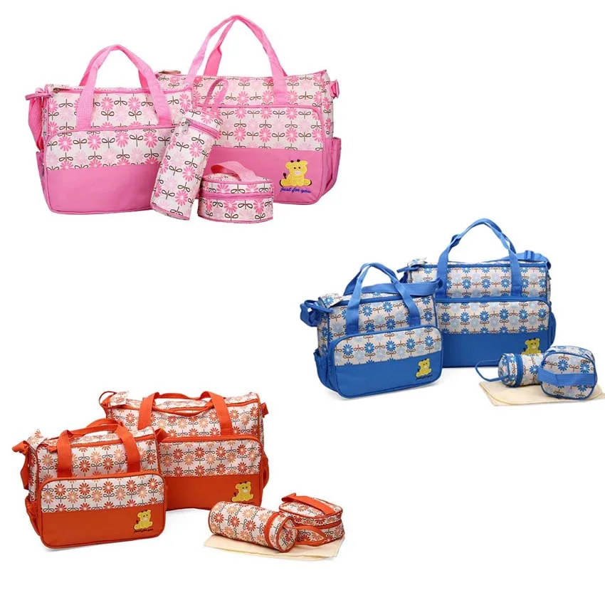 

5pcs/set Mummy Maternity Diaper Bag Stroller Bag Mother Shoulder Handbag Tote Messenger Bags Travel Organizer Bag