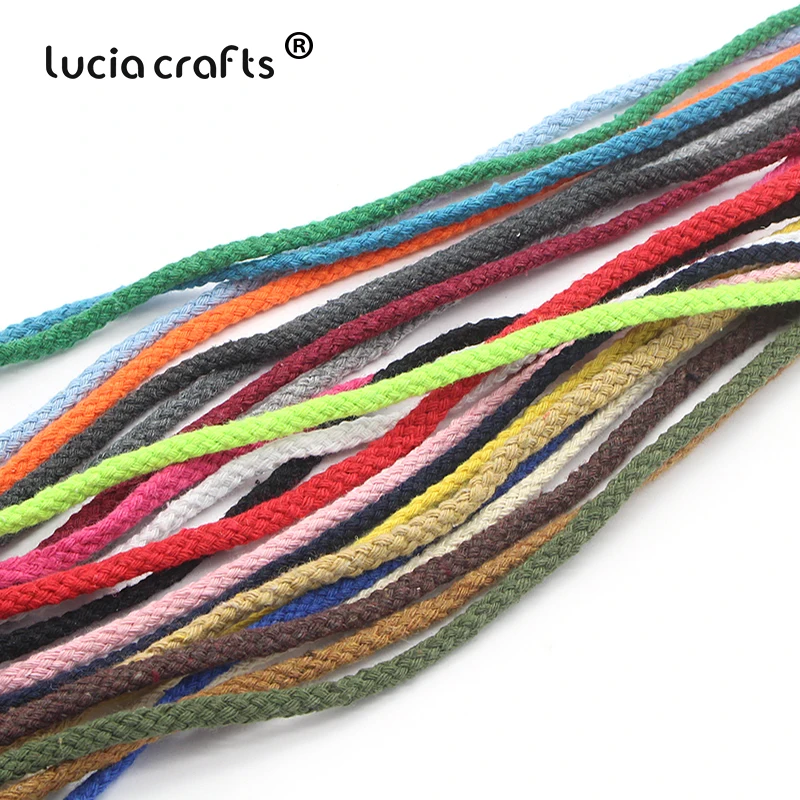 Lucia crafts, 5 м/22 м, разноцветные хлопковые шнуры, плетеная веревка, декоративный шнурок, шнурок, DIY, аксессуары для дома ручной работы W0210