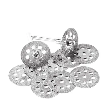 

10pcs/set 22mm Mini Saw Blade Silver Cutting Discs with 2X Connecting Shank for Dremel Drill Fit Rotary Tool