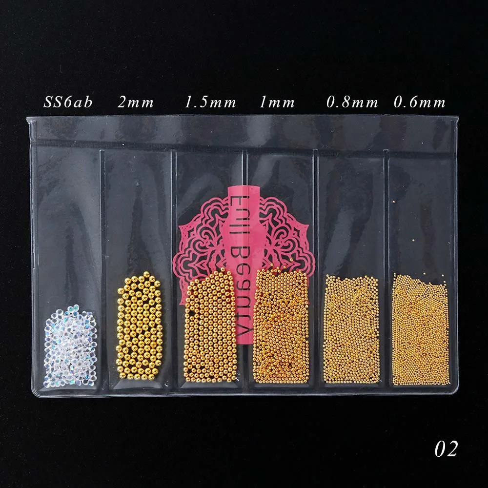 1 упаковка, смешанные размеры, мини-икра из нержавеющей стали, бусины для украшения ногтей, серое розовое золото, AB 3D блестящие шпильки, сделай сам, маникюр SA705