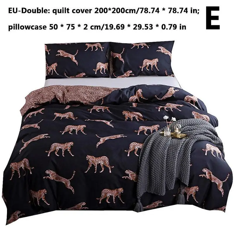 E Three piece suit Модный комплект постельного белья из двух предметов, костюм из трех предметов, Леопардовый принт, постельное белье, пододеяльник, набор, пасторальная простыня, AB сторона, пододеяльник - Цвет: E Three piece suit