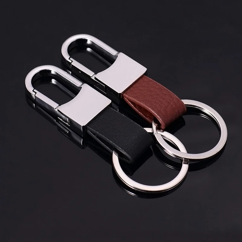 Creative Leather Key Holder Metal Key Chain Auto Keychain Car Key Ring