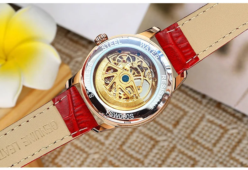 HVENSHI часы женские Автоматические водонепроницаемые Лидирующий бренд механические часы полностью из нержавеющей стали розовое золото часы классические женские часы
