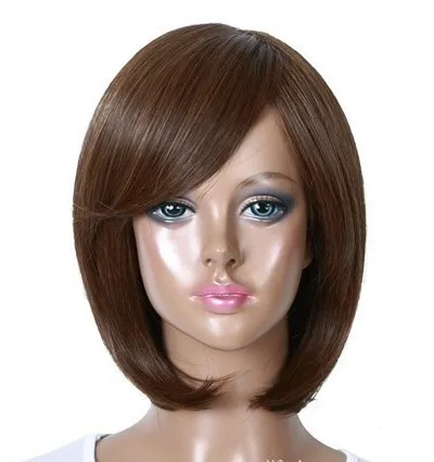 Factory Price!!!!BOB Brown Short Straight Synthetic Hair Wigs For Lady's.Free shipping |