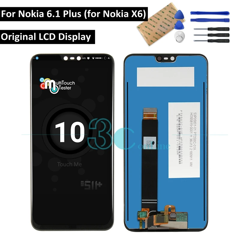Original For Nokia X6 LCD Display Touch Screen Panel for 6.1 Plus Digitizer Assembly Replacement Repair Parts + Tools | Мобильные