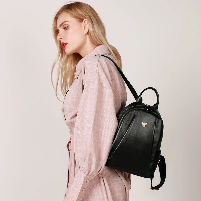 US $62.50 Foxer Women Cow Leather Commuter Style Backpacks Girls School Bags Ladies Soft Preppy Style Female Fashion Travel Bags