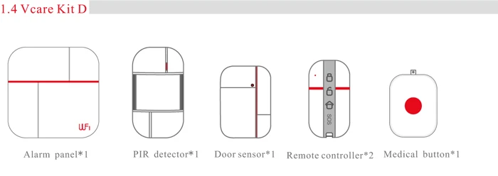 1 комплект) Vcare wifi 3g WCDMA поток данных Смарт для домашней сигнализации с датчиком движения двери/окна медицинская Аварийная кнопка Ver A