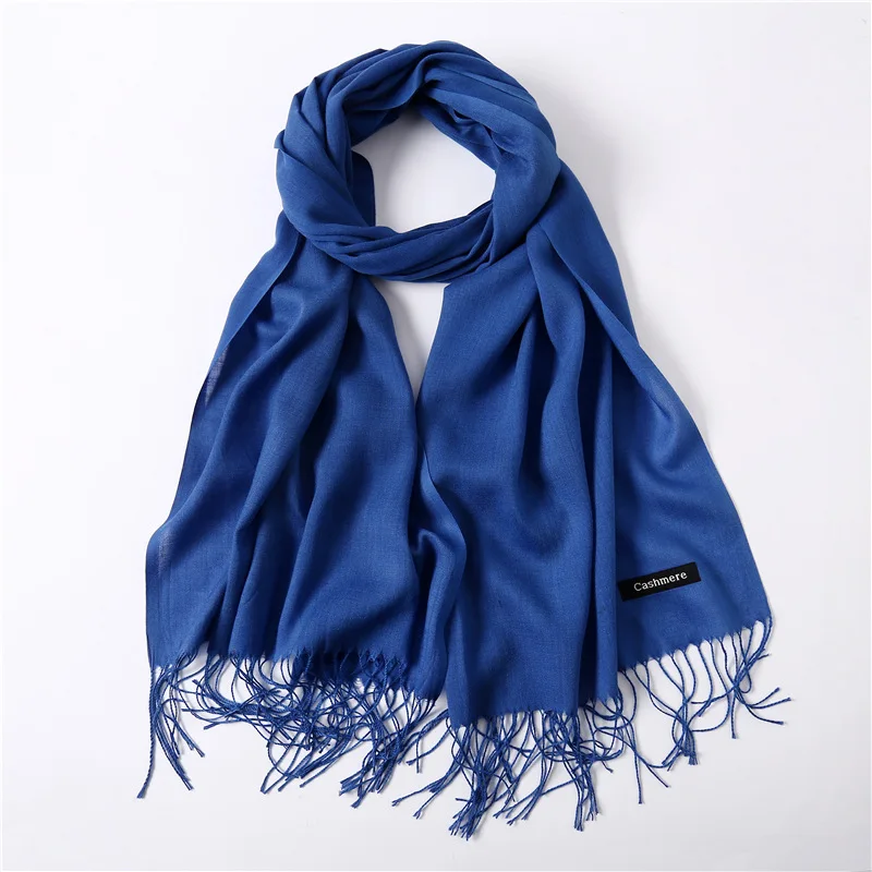 Для женщин весенний шарф кашемировые шарфы шали качества однотонные пашмины для дам зима теплое пончо палантины хиджаб, бандана