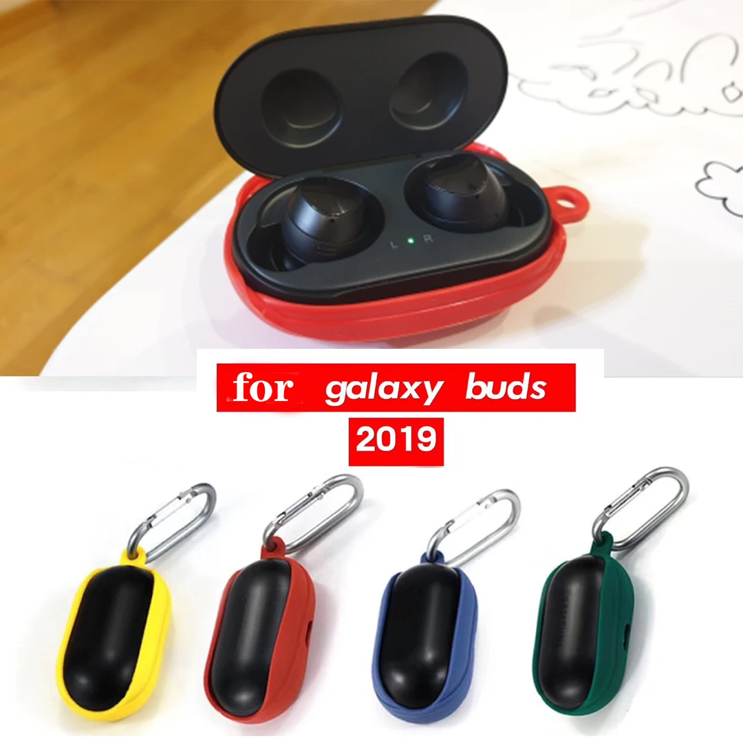 

For Samsung Buds Protective Case Cover For Samsung Galaxy Buds 2019 Earphone Flip-open Silicone Shockproof Cases with Carabiner
