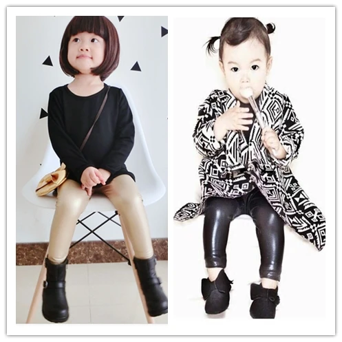 Ins * vendita calda 2015 della neonata Imitazione pantaloni di pelle nera \u0026  colore oro chiaro 1 5 T bambini moda autunno panno di trasporto  libero|pants black|pants fashionleather pants girl - AliExpress