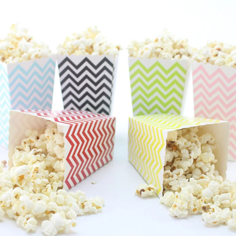 

12Pcs/Lot Ripple Styles Carton Food Storage Popcorn Box For Party