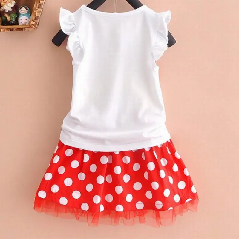 Harga Hot Jual Bayi Perempuan Indah Busur T Shirt + Dot Rok Setelan Set Gaun Outfit