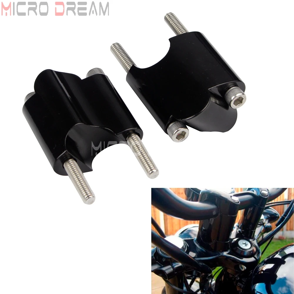 

CNC 1" Handlebar Bar Riser 2" Rise Heighten Block Extension Kit for Harley Sportster XL 1200 XL1200X Forty-Eight 2010-2017