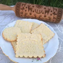 1 шт. деревянная Скалка с тиснением выпечки Рождество лося печенье лапша бисквит Фондант JS23