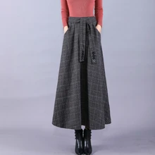 Новая осенне-зимняя женская модная клетчатая повседневная юбка с поясом и высокой талией, плиссированная Милая стильная шерстяная Женская юбка