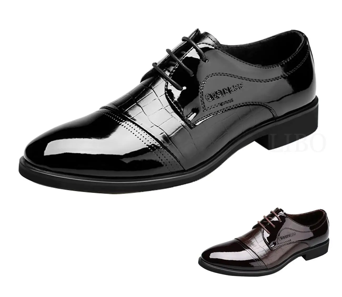 

2017 new spring fashion Men Business Leather pointed toe breathable Shoes Dress Formal Oxfords Classic Cap Toe Balmoral Lace up