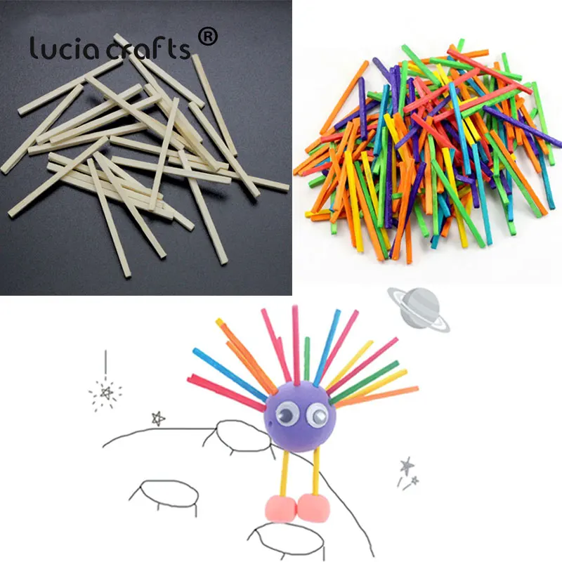 Lucia crafts около 260 шт./лот длина 4 2 см цветная деревянная палочка для детского сада