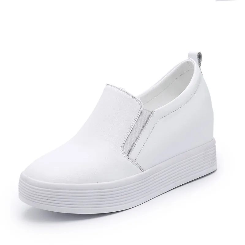 

Outdoor Women Genuine Leather White Shoes Ladies Casual Walking Shoes Increase Within Lifestyle Single Black Shoes for Women