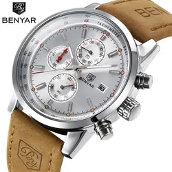 BENYAR хронограф спортивные мужские часы лучший бренд класса люкс кварцевые часы все указатели работы Водонепроницаемый Бизнес часы BY-5102M