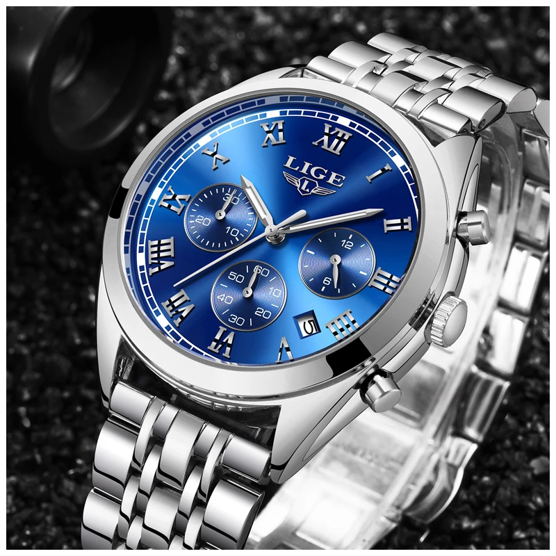 2018 LIGE Watch Men Chronograph Fashion Quartz Clock Mens Watches Top Brand Luxury Business Waterproof Watch Relogio Masculino