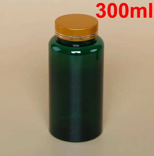 100PCS 300ML/300CC Translucent Dark Green PET Medicine Bottle, Empty