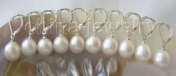 

FREE shipping> >>>Wholesale 5pairs 11mm white freshwater pearl earring-925silver