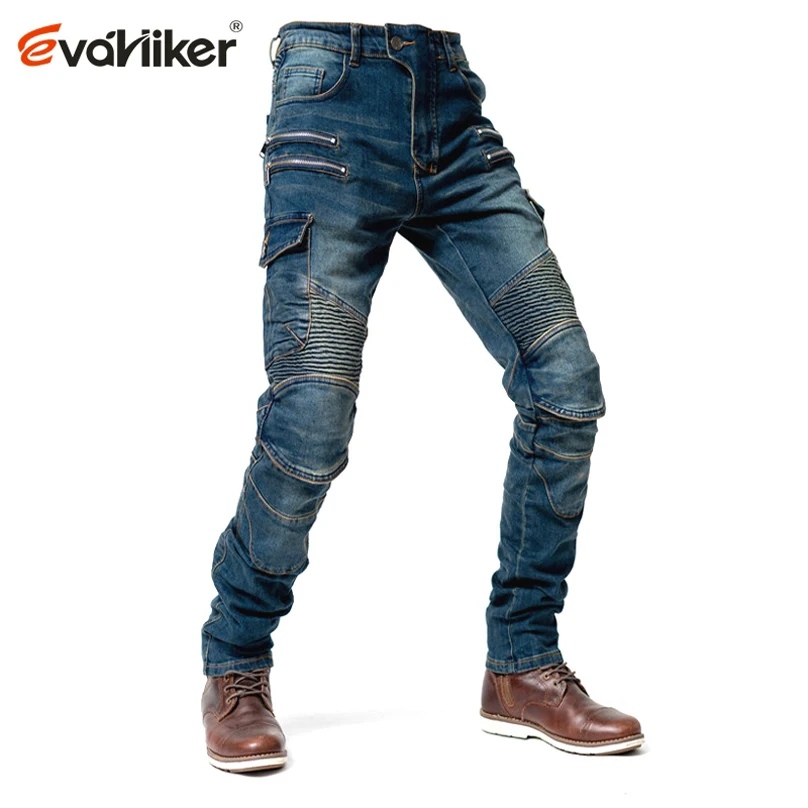 New Khaki Black Blue Motorcycle Pants Men Moto Jeans Zipper Protective Gear Motorbike Trousers Motocross Pants Moto Pant